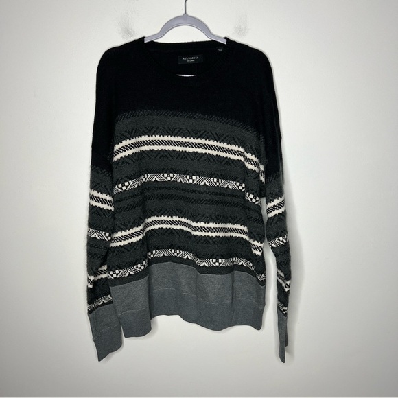 Allsaints Sweater Mens XXL Wool Blend Striped Casual - Picture 11 of 15